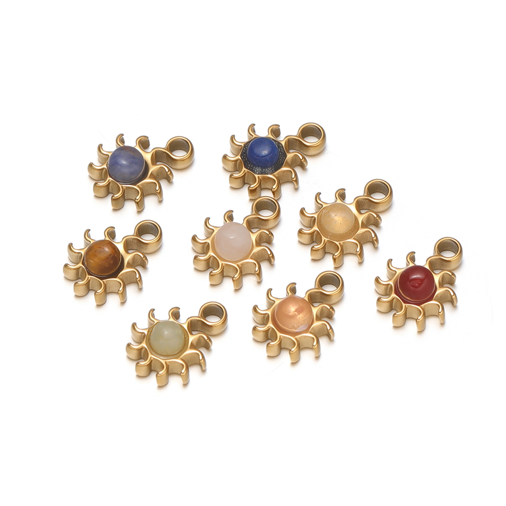 5Pcs Stainless Steel Sun Charm - Jewelry Making Gemstones review and price